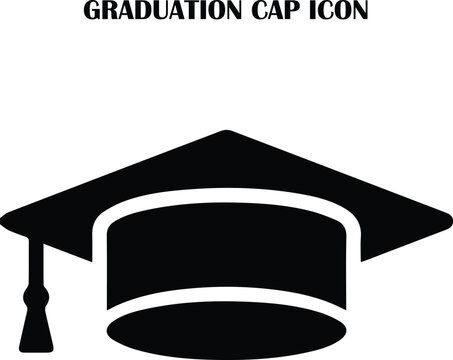 Minimal graduation cap icon vector — education, learning, success, and achievement symbol for academic design and digital use