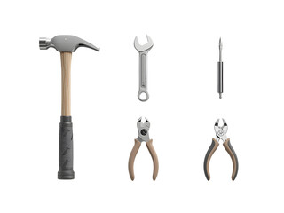 Essential Hand Tools Set Hammer, Wrench, Pliers, and Screwdriver