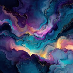 Abstract Marbled Background With Vibrant Colors And Gold Glitter