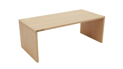 Minimalist light wood rectangular table shown against a solid black background