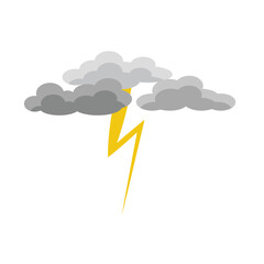 Minimalist Storm Cloud with Lightning Bolt Icon. Heavy Rain Weather Forecast Graphic Element. Cartoon Thunderstorm Warning Clipart Vector.