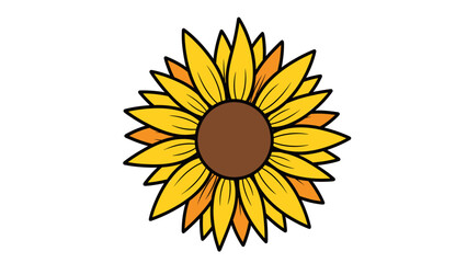 Fototapeta premium Vibrant Sunflower Flat Design Vector Illustration. Bright Yellow Petals, Brown Center, Simple Botanical Graphic Art.
