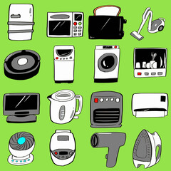 様々な家電のシンプルなイラストセット