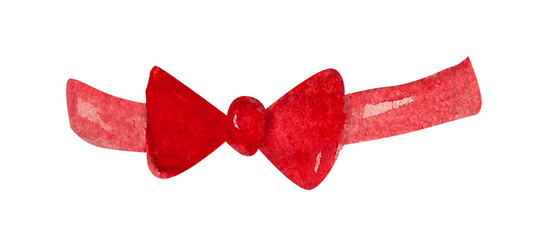 Watercolor bow with ribbon illustration isolated. Can used for baby showers, invitations.