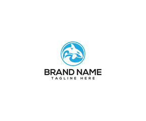 Orca Logo: An elegant and stylized logo design, featuring the powerful silhouette of orca leaping in the ocean within a circular frame, perfect for branding that embodies strength and elegance.
