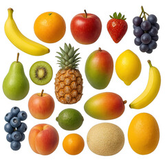 Fresh fruit assortment offering healthy nutrition transparent