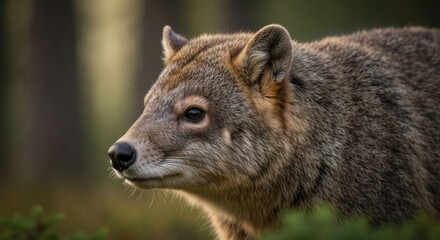 Obraz premium Canine-like animal with brown fur in forest