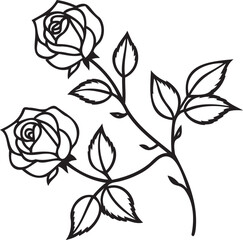 Rose Branch Pattern with Buds and Leaves Vector – Seamless Floral Pattern Design