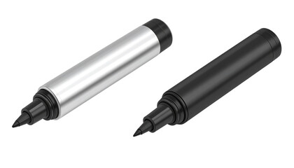 Modern 3D Location Marker Set in Silver, isolated on transparent background