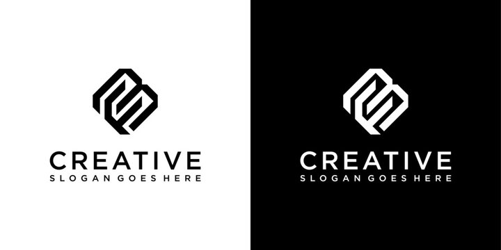 FB or BF initial letter logo design vector concept