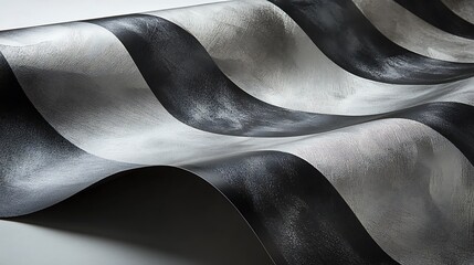 Abstract black and white wavy striped background with a modern design
