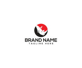 Rhino logo Design: A powerful rhino emblem, showcasing a minimalist design with bold lines, embodies strength and resilience, ideal for branding. 