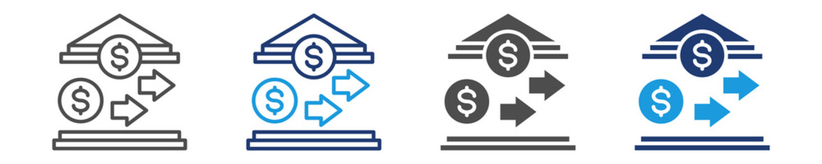 monetary emissions icon set multiple style