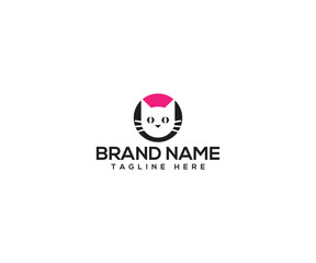 Cat Logo: A captivating cat logo with a clean and minimalistic design. Features the image of a cat face within a circle, perfect for representing a pet-related business, brand or service.
