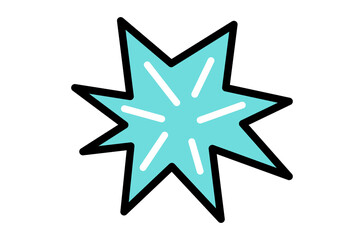 Blue sparkle starburst icon for stickers highlights and creative design