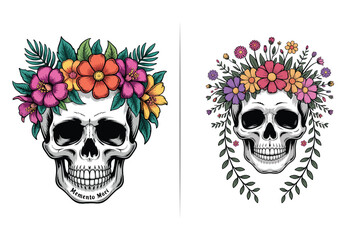 Skull Flower Rose Vector Kawaii Design, Cool Skull Vector Art Pastel Drawing Design, Gothic Aesthetic Skull Illustration, Edgy Tattoo Style Skull Graphic, Dark Grunge Skull Clipart Bundle