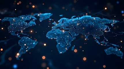 Global network connections expanding worldwide with futuristic technology, showing worldwide communication, business expansion, international partnerships, and global innovation
