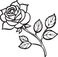 Rose Branch Pattern with Buds and Leaves – Elegant Floral Art for Wedding Invitations