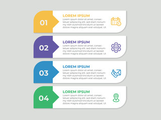 Business infographic design template with 4 options, steps or processes. Can be used for workflow layout, diagram, annual report, web design