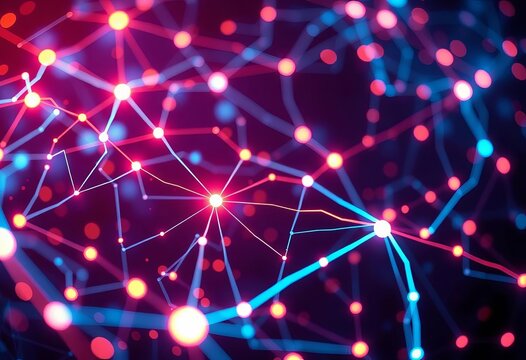 Abstract glowing network with AI circuitry and futuristic elements,  computer,  network - Powered by Adobe