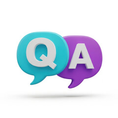 3d q a speech bubbles isolated on transparent background