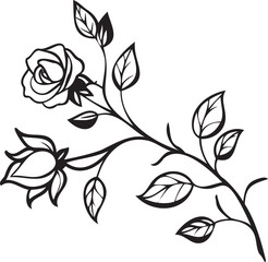 Rose Branch Pattern with Buds and Leaves – Romantic Botanical Texture Vector