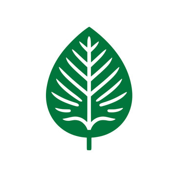Minimalist Leaf Emblem: A simplified and striking graphic featuring a single, vibrant green leaf, symbolizing growth, sustainability, and the natural world. 