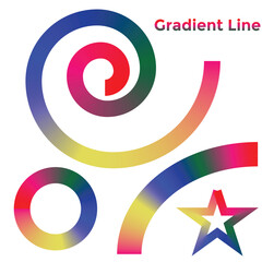 Gradient lines forming various shapes illustration