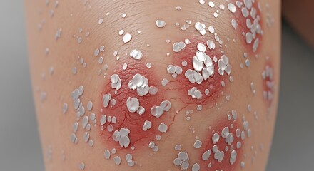 Close-up of Psoriasis Skin Condition with Red Patches and Silvery Scales.