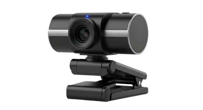 Modern digital imaging device features adjustable mount against a solid black background