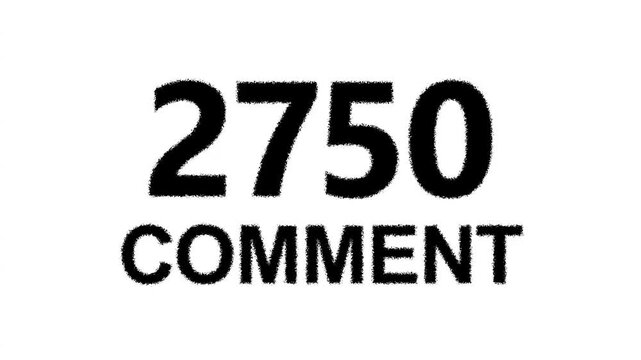 Animated Counter Quickly Increasing Comments from 0 to 5500 comment with black ink drops on a white background