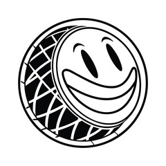 Metallic Gold Smiley Face Sticker With Engraved Shiny Design