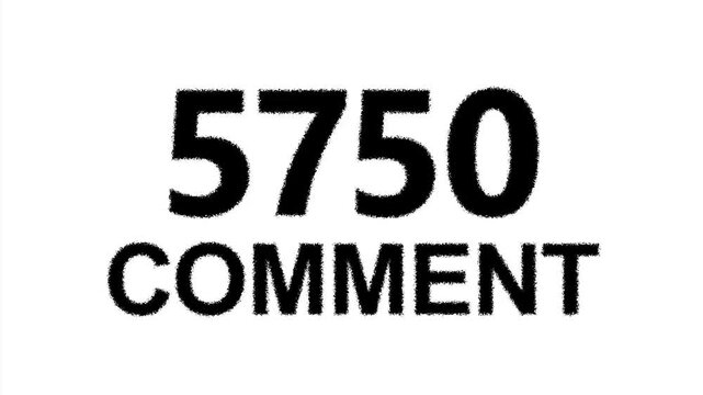 Animated Counter Quickly Increasing Comments from 0 to 11500 comment with black ink drops on a white background