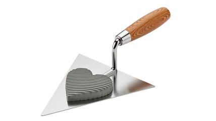 Masonry Trowel with Wooden Handle and Heart-Shaped Cement