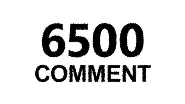 Animated Counter Quickly Increasing Comments from 0 to 12500 comment with black ink drops on a white background