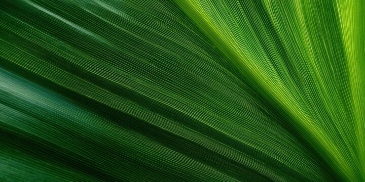 Abstract vibrant green palm leaf detail showcasing natural lines and textures creating a botanical organic pattern suitable for backgrounds