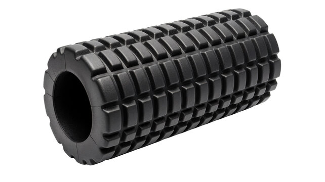 Black Textured Foam Roller for Muscle Massage and Physical Therapy - Powered by Adobe