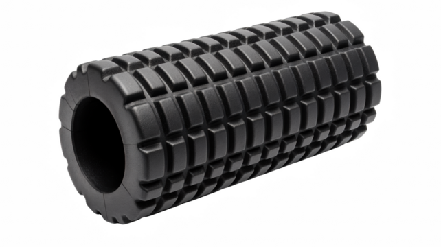 Black Textured Foam Roller for Muscle Massage and Physical Therapy