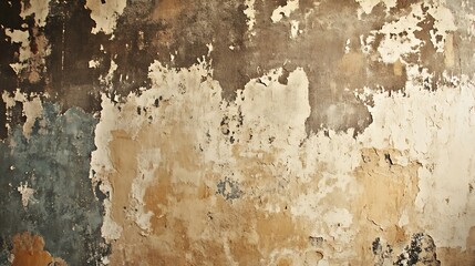 Grunge wall with peeling paint creates a textured and weathered backdrop