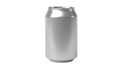 Realistic depiction of an unbranded metallic beverage container isolated on a dark background