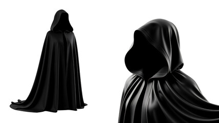 Black Hooded Cloak Costume Robe