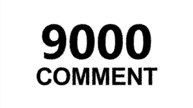 Animated Counter Quickly Increasing Comments from 0 to 18000 comment with black ink drops on a transparent background