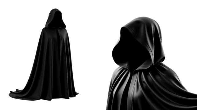 Black Hooded Cloak Costume Robe