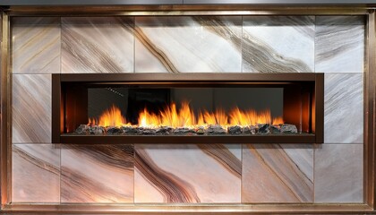 luxury modern fireplace with onyx surround and linear flame
