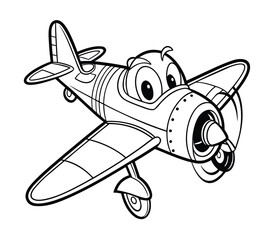 Cute Cartoon Airplane Coloring Sticker with Fun Aviation Design