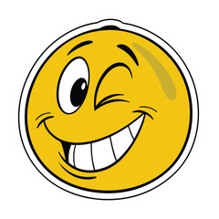 Funny Winking Smiley Face Sticker with Cute Cartoon Expression