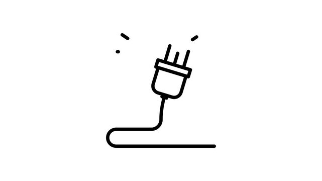 Animated electric plug sparks on white background