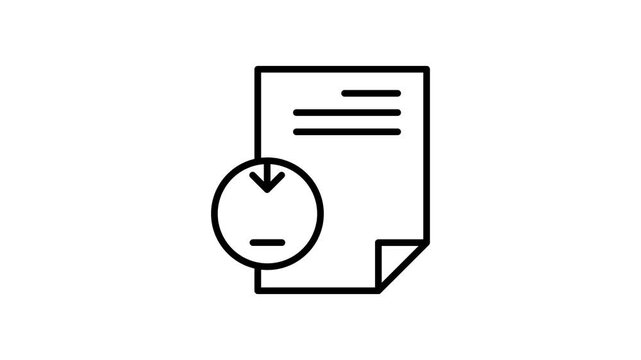 Animated document download icon animation on white background