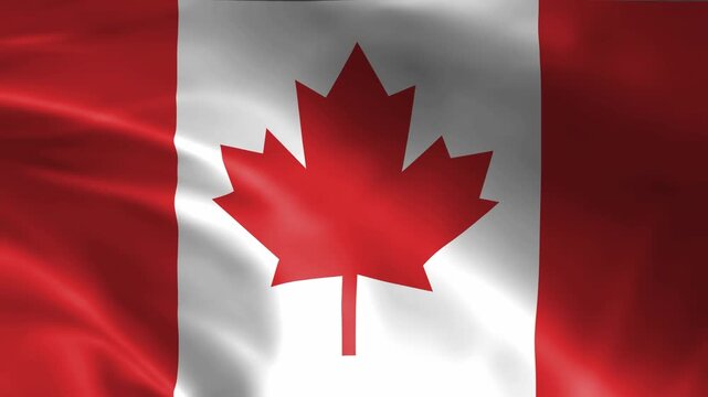 seamless canada flag animation, national day or politics or sport event - 3D rendering - slow motion