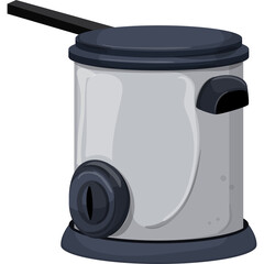 Gray and Black Kitchen Appliance With Handle and Control Knob on Transparent Background